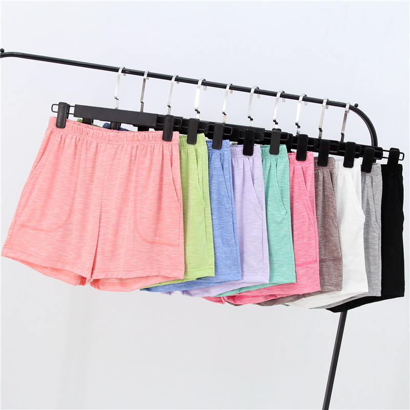 Women's summer slub cotton pajama pants pure cotton shorts loose thin section cotton home pants beach pants five-point pants sports yoga