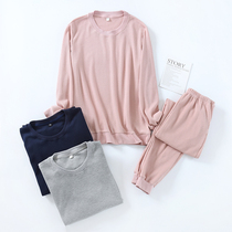 Waffle couple pajamas womens spring and autumn casual sports home can be worn outside autumn long-sleeved mens home clothes set