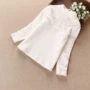 Quần áo trẻ em mùa đông cotton của trẻ em trong cổ áo bé trai cao nửa cổ cộng với áo sơ mi nhung đáy quần bé gái áo thun trắng dài tay dày áo ba lỗ bé trai