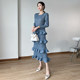 Miyake pleated high-end dress autumn new niche design fat mm fashion temperament age-reducing cake skirt