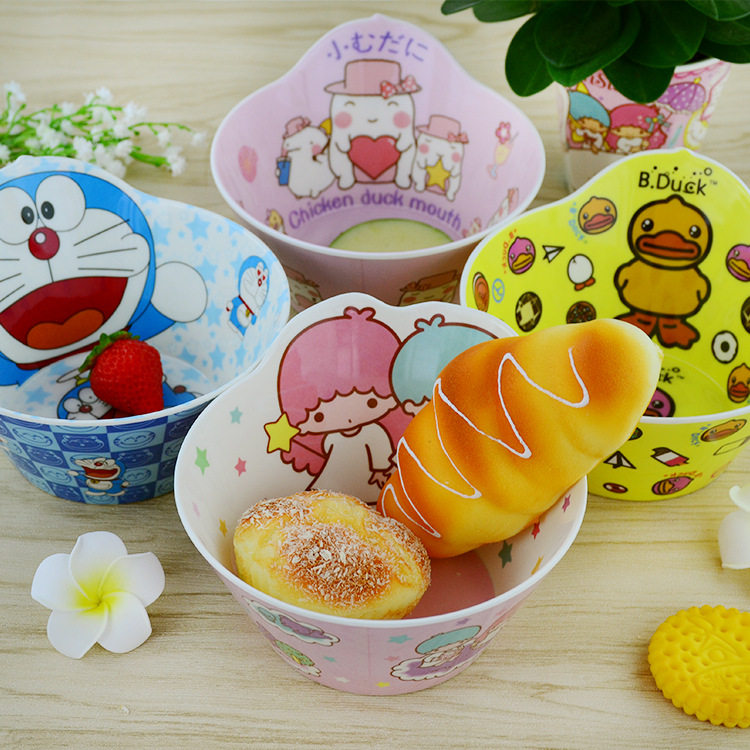 Cartoon Children Bowls Dense Amine Imitation ceramic tableware Anti-fall Anti-burn Bowl Baby Cute Styling Bowl Manufacturer Direct