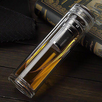 High mountain stream water glass crystal cup double layer thermal insulation high-end double business water glass mens gift box dress gift