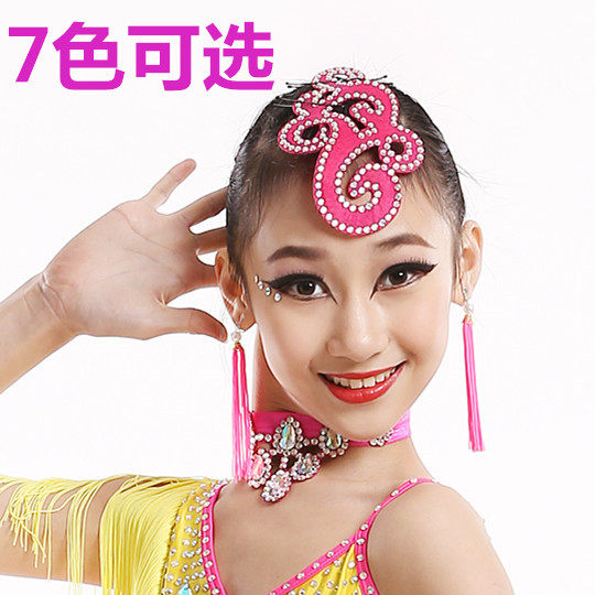 Zootiya children Latin dance headwear women's new race Latin dance accessories Early Childhood Departure Ornament Head Flower Drilling