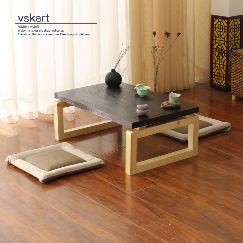 Burn Tung Wood Small Tea Table Tea Table Short Table Simple Day Style Tatami Table Solid Wood Terrace Table Kang Table Kang A Few Small Square Tables
