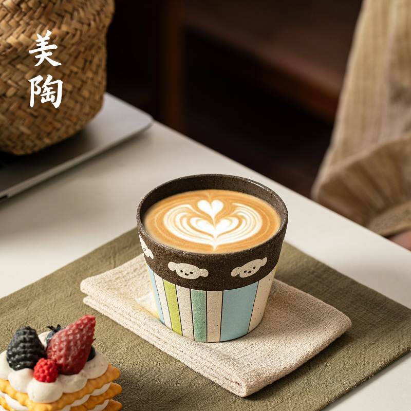 Jingdezhen Hand-Painted Underglaze Colored Dudu Cup Coffee Cup Latte Art Cup Afternoon Tea Cup Pig Mouth Cup Aesthetic Gift Cup