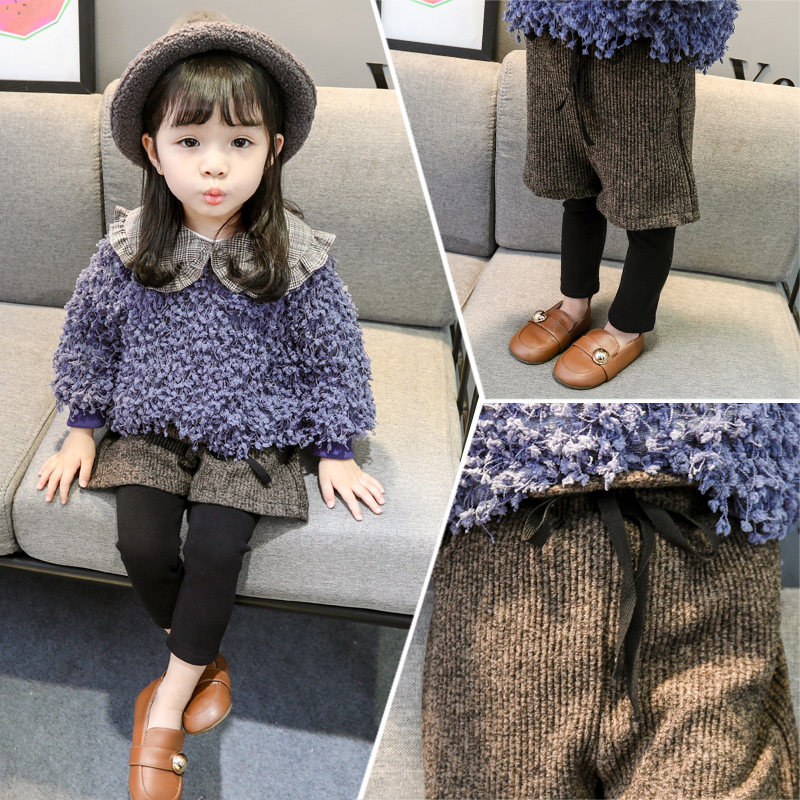 Girl Autumn Winter Dress Woman Baby Plus Suede Thickened Boots Pants Fake 2 Pieces Girl Pants 1-2-3-5 Year Old Girl Casual Pants