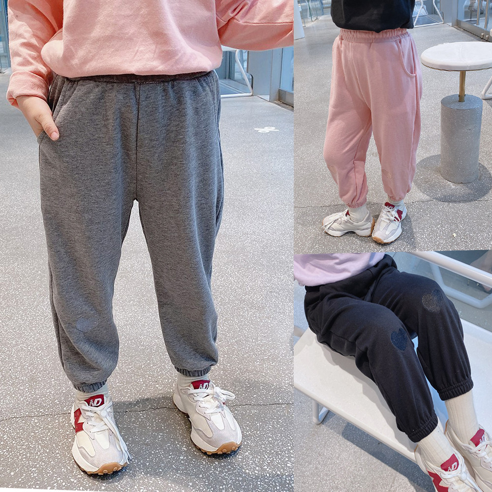 2022 Spring Children's Clothing Girl Casual Pants Women's Knitted Pants Children Sports Pants Love Spring And Autumn Pants