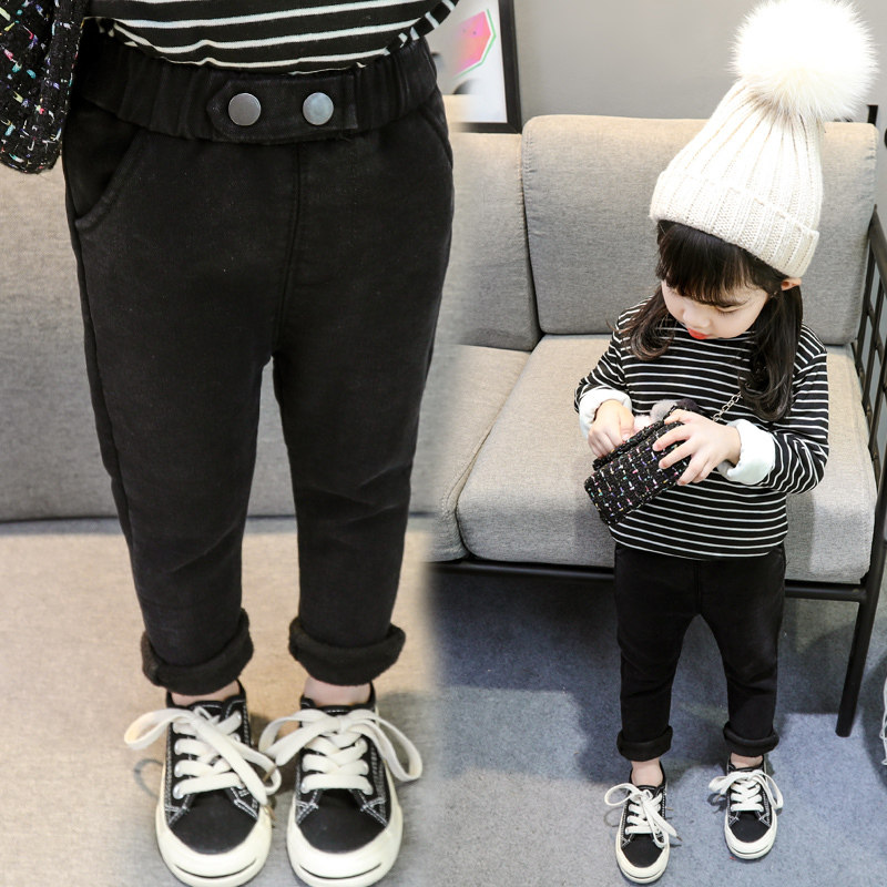 Girls fleece pants winter new Korean version of slim elastic pants baby fleece pants autumn and winter children's clothing pencil pants