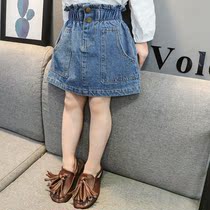 Spring and autumn girl clothes baby high waist flower Dress skirt girl denim skirt girl denim girl 1-2-4-6 years old