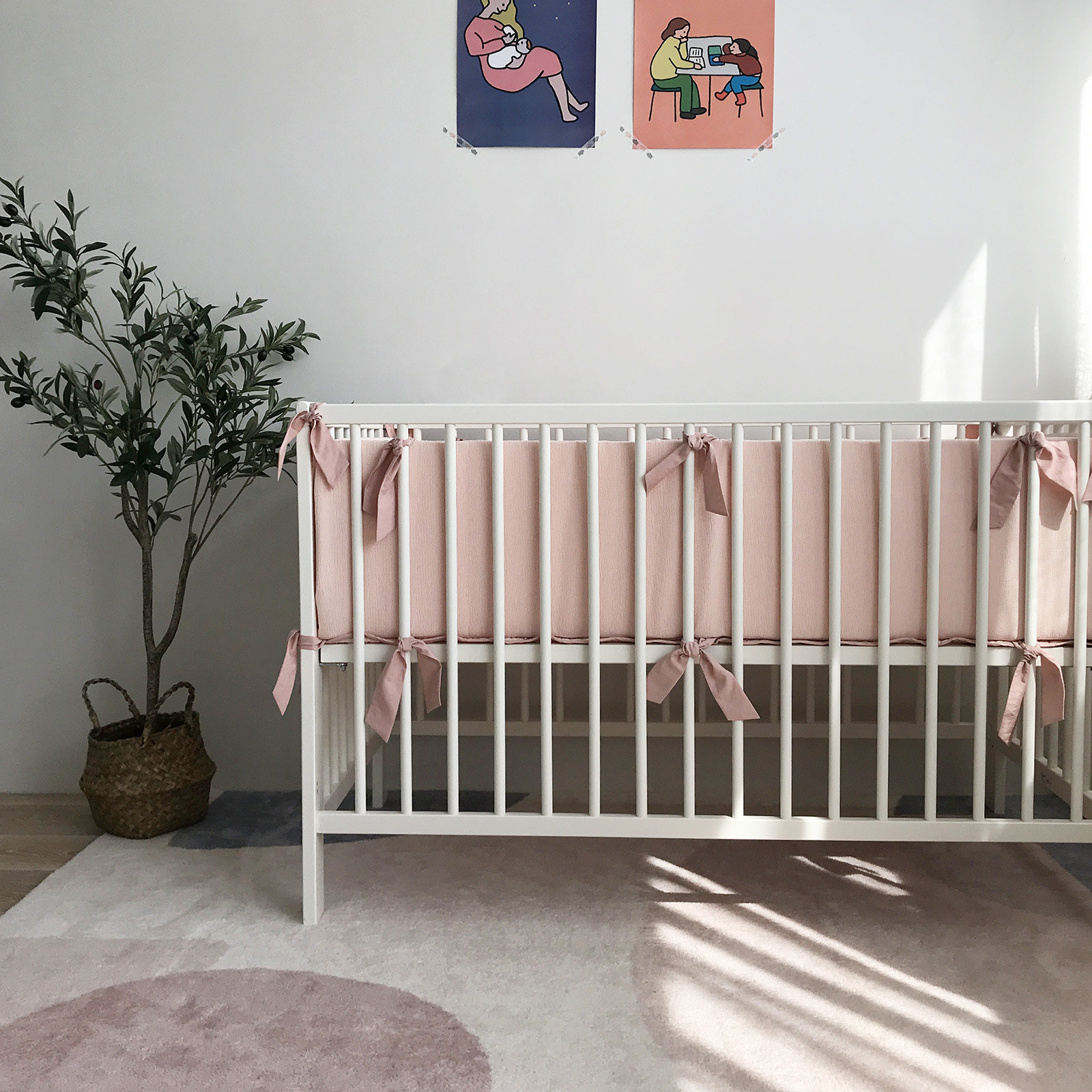 Korean-style fine quilted cotton fabric simple fairy princess bow children's baby bed four-piece set