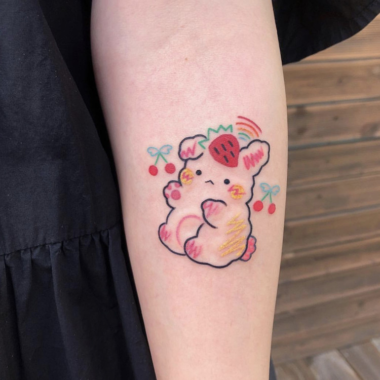 Floral arm girl TattoO 198 Elegant Wind Tattoo Sticker Cherry rainbow Thing rabbit Cute Teenage Girl Tattoo