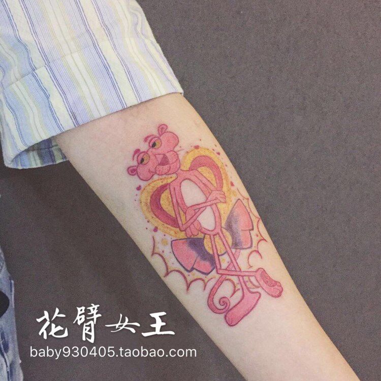 Flower Arm Girl TATOO S36 hand-painted cartoon pink naughty leopard soft girl tattoo patch