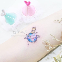 Flower arm girl TATTOO X160 planet Starry Sky Kitten star Cat star hipster girl TATTOO sticker