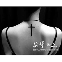 TATTOO Flower arm queen X204 back black and white cross tattoo glued to a 6