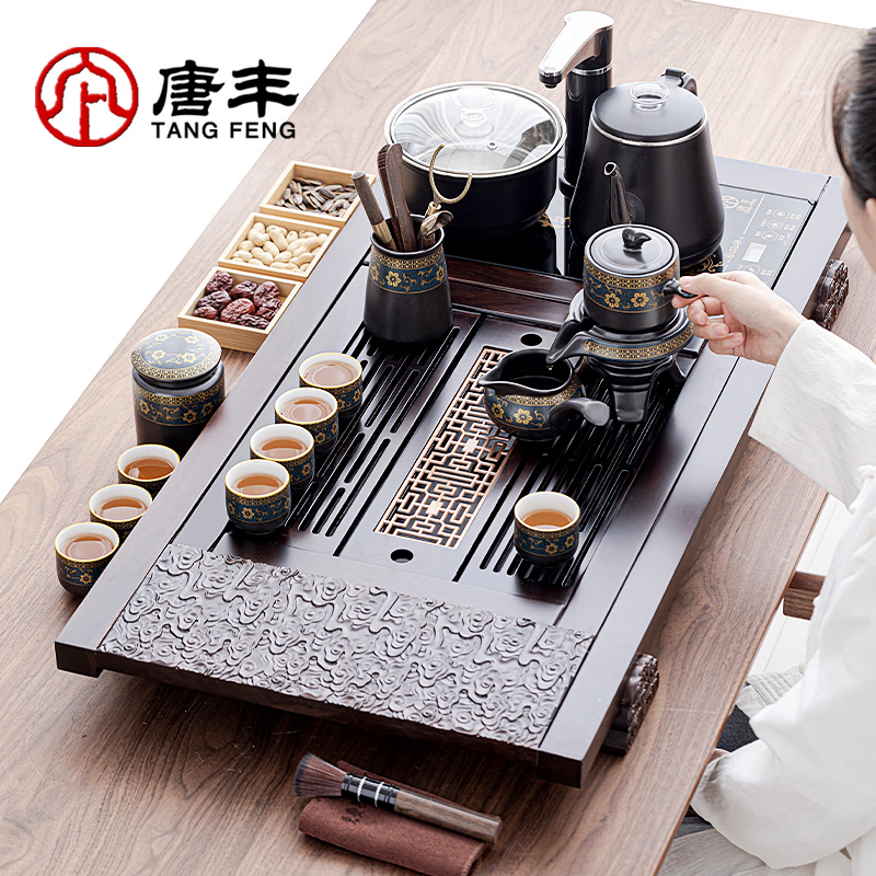 Tang Feng Black Sandalwood Wood Great Tea Pongfu Tea Furniture Set Group Home Living Room Stone Grinding Sloth People Tea Deity Ware Tea Set of Tea-Taobao