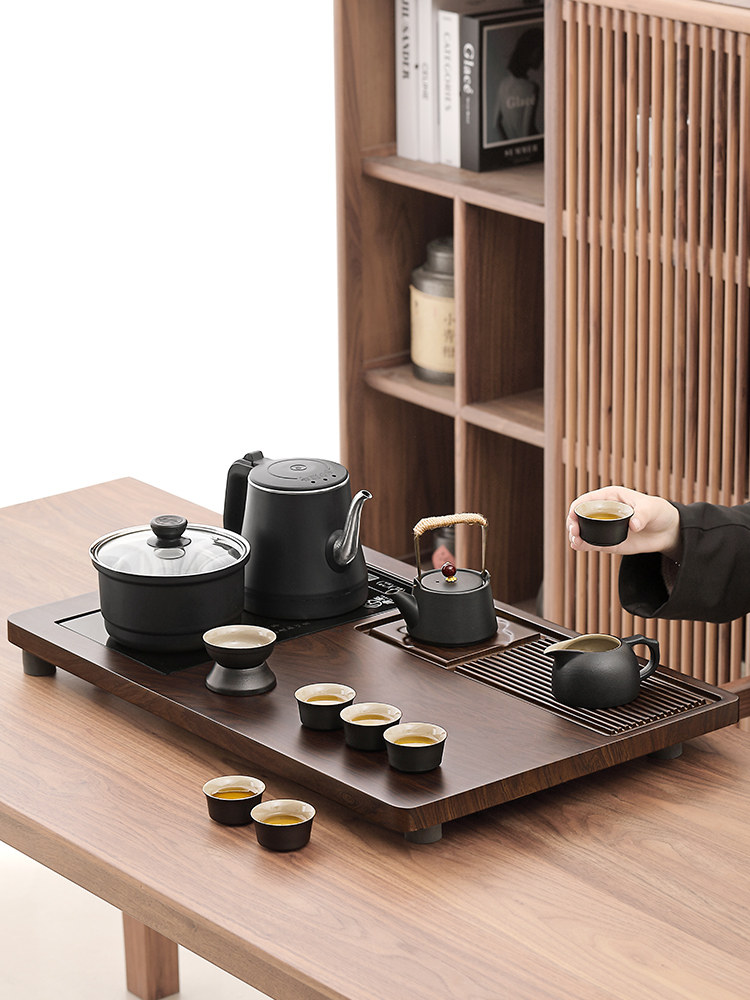 Tangfeng Fully Automatic Tea Tray and Tea Set for Brewing Tea, Suitable for Home and Office Use, High-End Frosted Teapot and Teacups, Complete Set