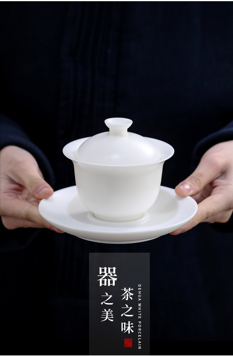 Tang Feng Chinese white three to make tea tureen individual household kung fu tea, contracted ceramic teapot. 190057