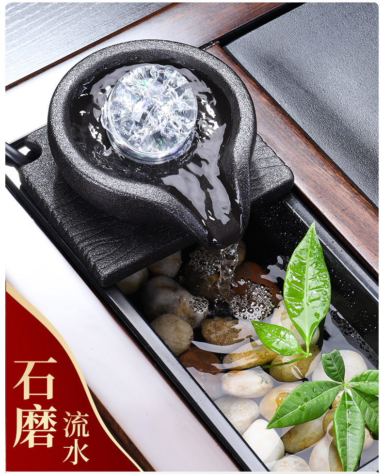 Tang Feng household ebony wood tea tray sets purple sand pottery and porcelain tea water device sharply stone tea Taiwan public