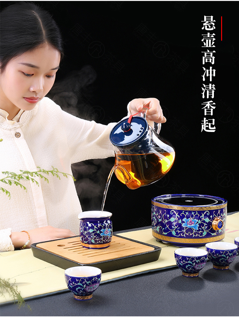 Tang Feng glass tea pot set electric TaoLu silver kung fu tea tea steamer enamel coppering. As household electric burn the teapot