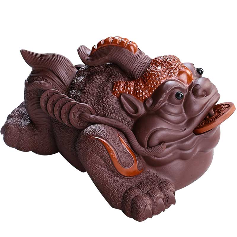 Tang Feng three pure purple sand tea pet toad toad tea tea art furnishing articles play kongfu tea table accessories, 190239