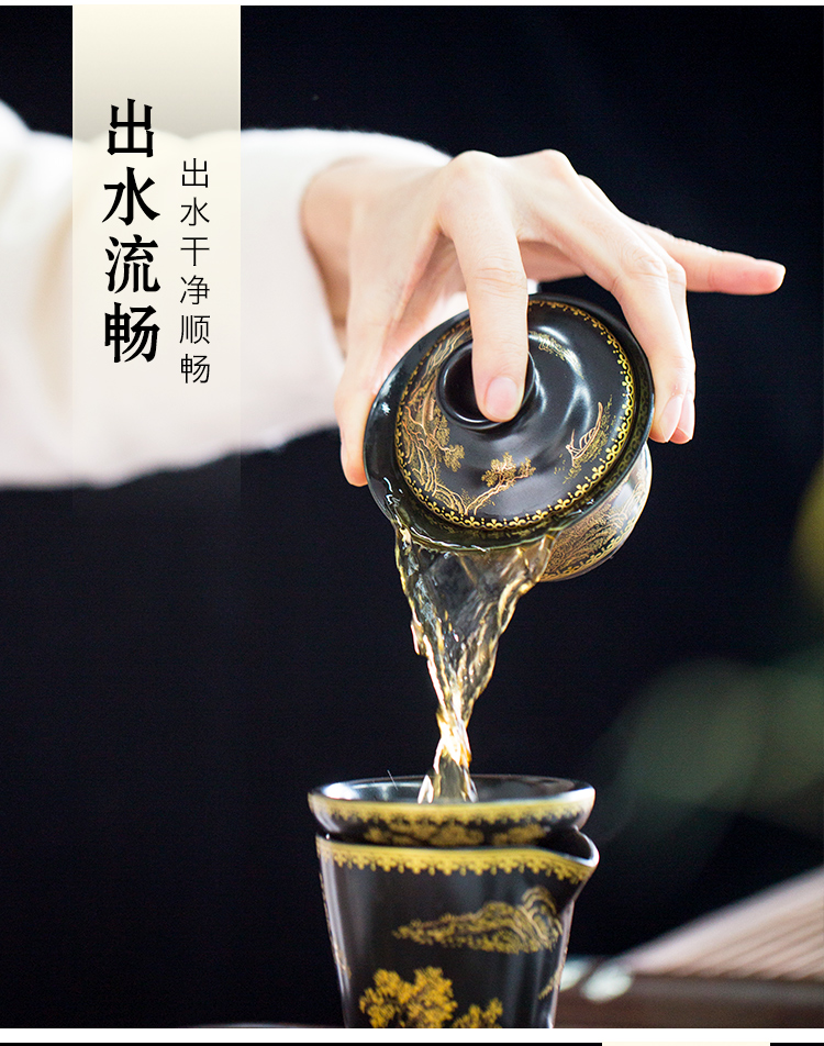 Tang Feng kung fu tea cups to restore ancient ways the enamel skill set ceramic cup lid to use home office tea set