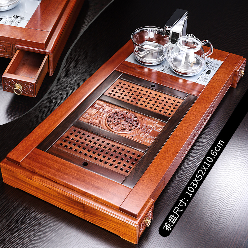 Tang Feng classical rosewood tea tray was suit household elder brother up kung fu tea set solid wood tea remote - controlled automatic electric heating furnace