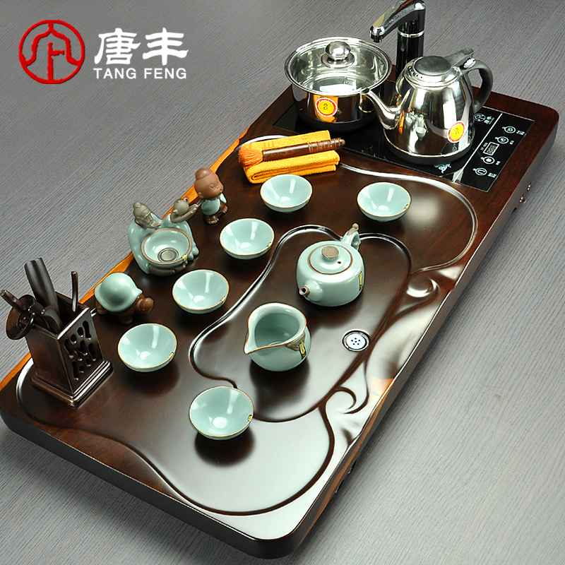 Tang Feng ebony wood tea tray composite parts are it kung fu tea set home four unity of electric furnace