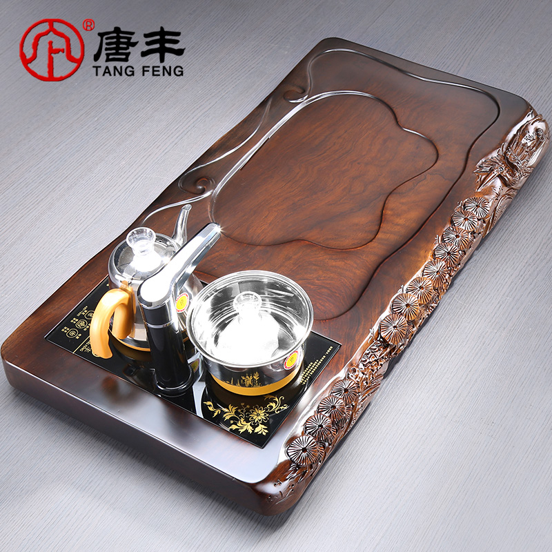 Tang Feng and jorge posada sandal wood tea tray was home purple sand tea set four unity carved of a complete set of kung fu tea taking