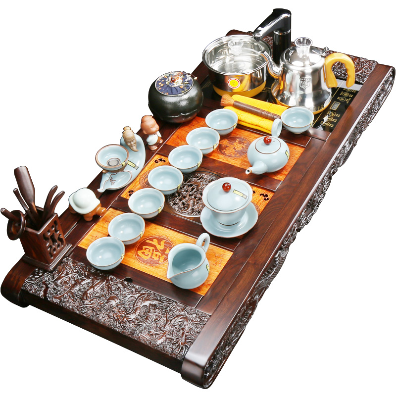 Tang Feng anaglyph ebony wood tea tray tea stove ceramic household utensils kunfu tea sea office suits for