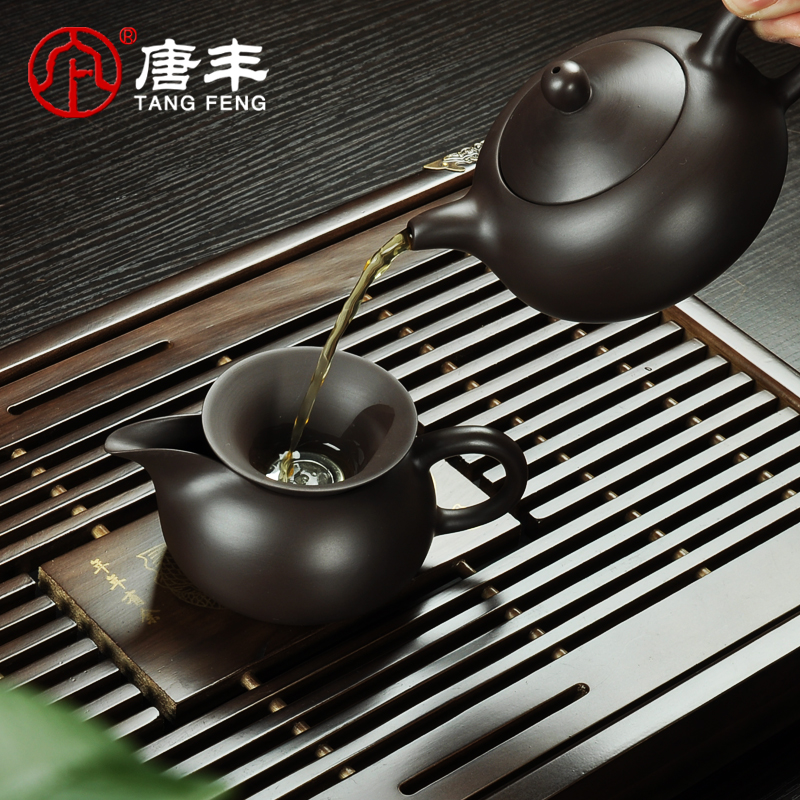 Tang Feng a complete set of tea sets undressed ore purple sand tea set kembat kung fu tea tray was suit the teapot tea cups