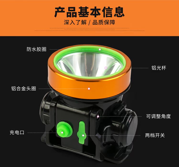 LED mạnh đầu ánh sáng đa chức năng ngoài trời câu cá đêm bắt đèn pin không thấm nước gắn đầu xây dựng nhà chiếu sáng đèn led cầm tay