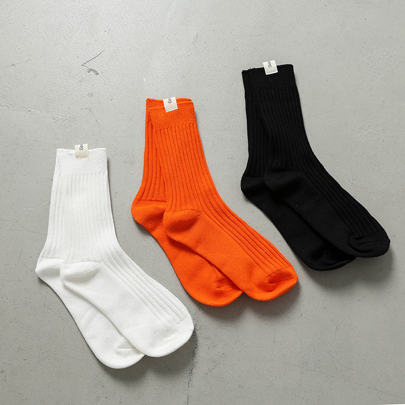 RCMAN solid color Japanese with orange Yu Wenle tube cotton socks trend retro