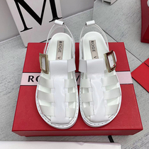 High board ~ Roman womens fashion sandals hollowed-out womens shoes French style slopes heel hole shoes thick bottom heightening genuine leather new