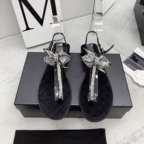 Female real leather outside wearing sandals fashion small scents style fairy water drill net red temperament 2022 Summer new