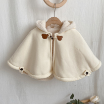 2021 Korean version of winter New plus velvet cloak girl boy baby cloak coat