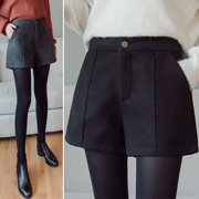 Quần short len ​​nữ mùa thu đông 2018 phiên bản Hàn Quốc phiên bản mới của quần lửng len cao cổ rộng