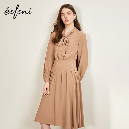 伊芙丽裙子女衬衫裙2019春装韩版长裙长袖收