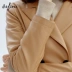 Áo khoác da nữ Eveli mùa đông mới bằng da cừu retro đôi ngực trench coat kiểu áo khoác da nữ - Quần áo da