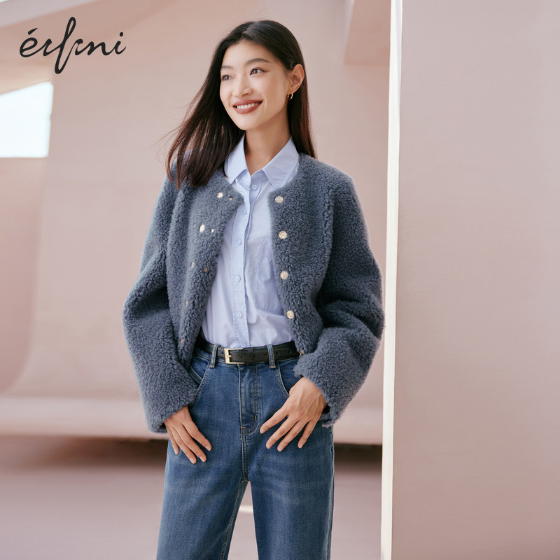 Evelie 2022 Winter New Fashion Leisure OL Wind Commute Double - row Stick Fur Short Costume Woman