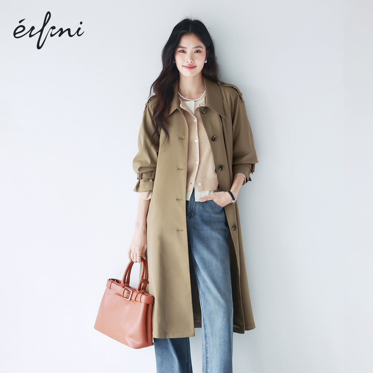 【売れ筋商品アップグレード】エブリー気質ヒロイン定番通勤シングルブレストロングトレンチコートレディース秋冬