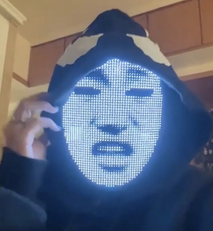 Technology Mask Full-Face Glowing App Sensor Face-Changing Led Halloween Cosplay Event Props Comic Convention
