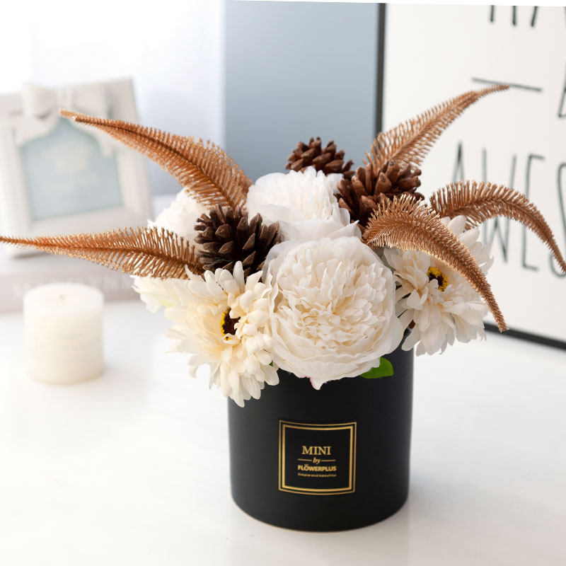 Dry Flower Milk Oil Color High-end Light Lavish Emulation Peony Gold Anchovetail Upscale Floral Art Rich Living Room Home Decoration Pendulum