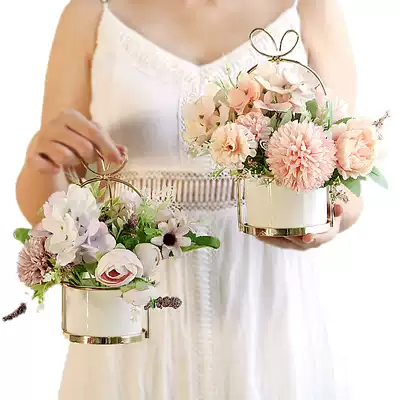 Nordic home dry flower fake flower simulation flower living room decorations ornaments bouquet coffee table dining table set floral decoration