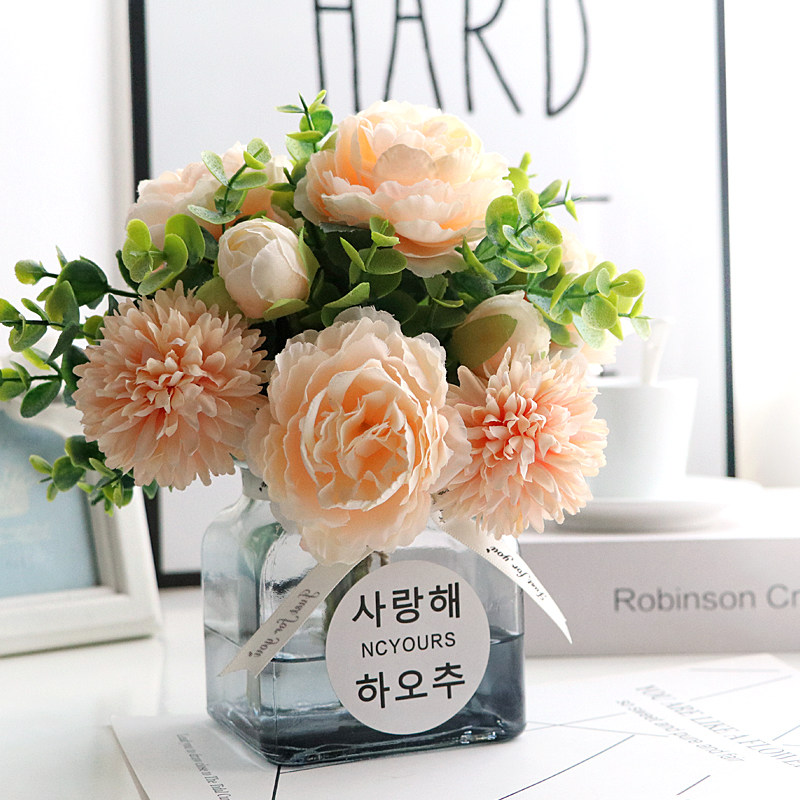 ins fake flower emulation floral bouquet swinging piece Nordic living room table table small frescoed home mini rose little potted plant