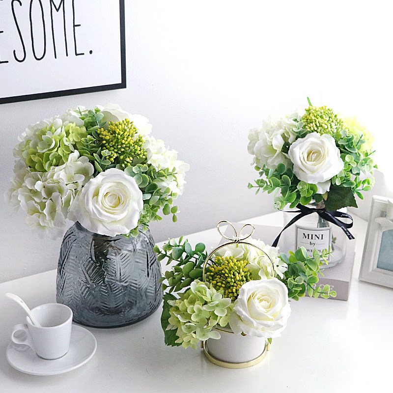 Small fresh simulation flower art table fake flower dry flower decoration decoration living room flower arrangement potted tea table bouquet decoration