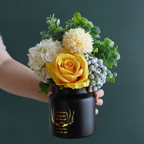 INS light lavish glass vase emulated flower fake floral bouquet floral art Nordic Decorative Living Room Restaurant Potted Pendulum
