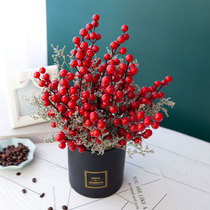 American Fields Garden Brief Beauty Emulation Red Gold Christmas Berries Fruit Dried Flowers Art Knot Wedding Gift FESTIVE Festive Pendulum