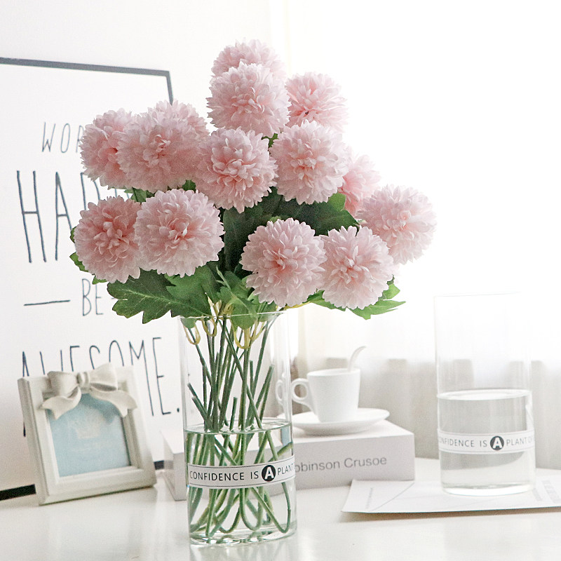 Simulation hydrangea dandelion rose bouquet Living room floor decoration dried flowers fake flowers silk flowers flower arrangement ornaments vase