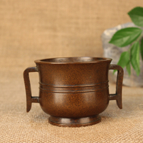 The Xuande stove is antique like a double-ear round stove Qianhuan Xiang Sheng Incense Burner Seal Smoked Incense Powder Bronze Incense Stove Pure Copper