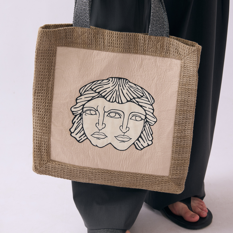 Astaroth Double-Sided Retro Embroidered Artistic Tote Bag with Frame, Lightweight Niche Designer Style Astaroth Double-Sided Retro Embroidered Artistic Tote Bag with Frame, Lightweight Niche Designer Style